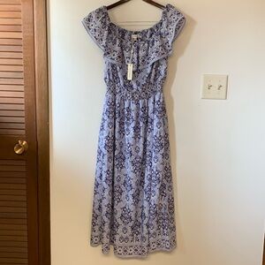 Max Studio Blue White Floral Print Dress Size S NWT